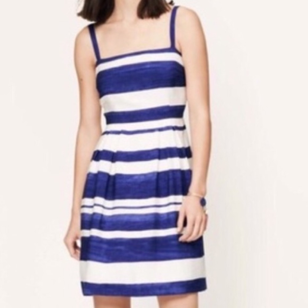 Ann Taylor Loft NWT Blue White Striped Dress in 0P